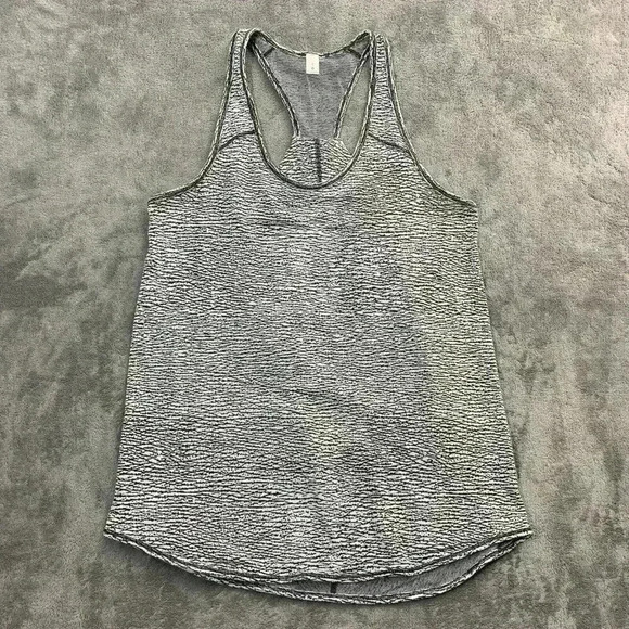 Lululemon Tops - Lululemon Top Womens 4 Essential Tank Sheer Luon Pebble Jacquard White Black Gym